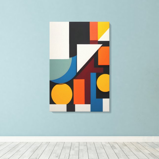 Impressão Em Tela Abstrato geométrico colorido (Insitu(piso de madeira))