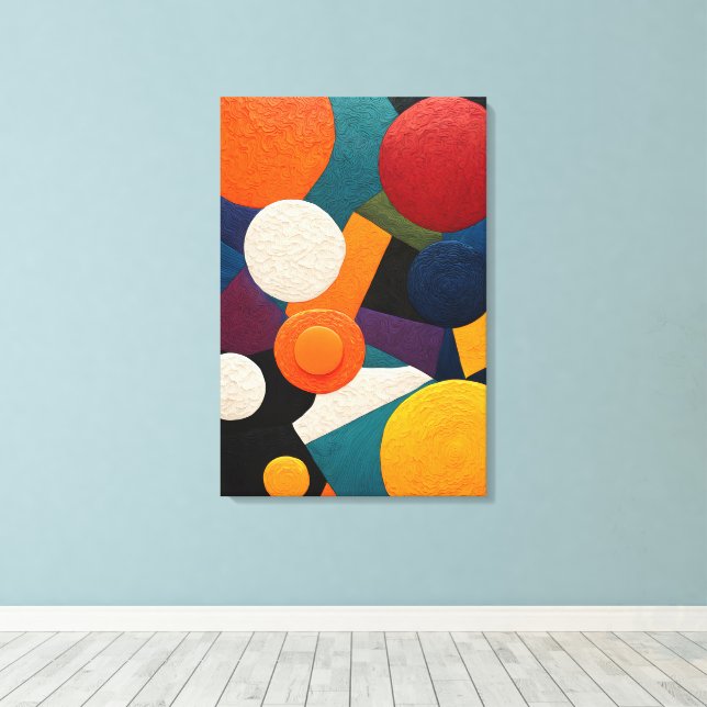 Impressão Em Tela Abstrato geométrico colorido (Insitu(piso de madeira))