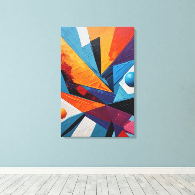 Impressão Em Tela Abstrato geométrico colorido (Insitu(piso de madeira))