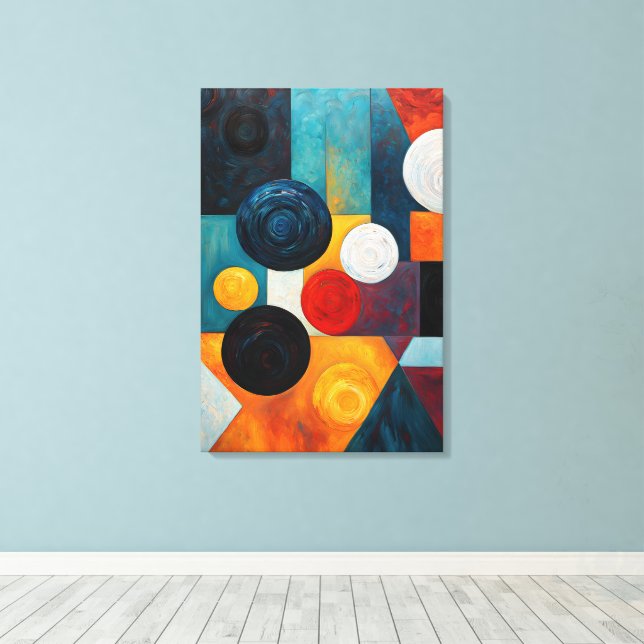 Impressão Em Tela Abstrato geométrico colorido (Insitu(piso de madeira))