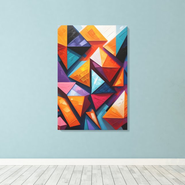 Impressão Em Tela Abstrato geométrico colorido (Insitu(piso de madeira))