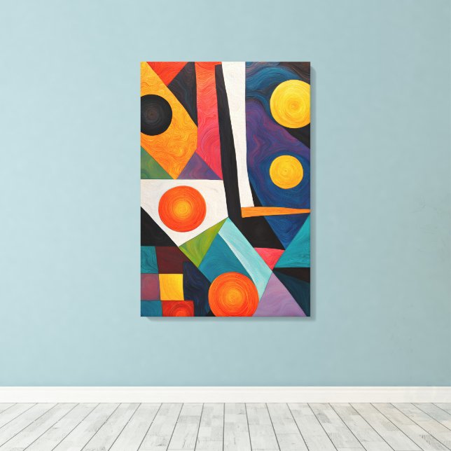 Impressão Em Tela Abstrato geométrico colorido (Insitu(piso de madeira))