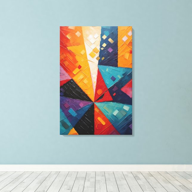 Impressão Em Tela Abstrato geométrico colorido (Insitu(piso de madeira))