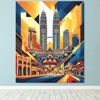 Impressão Em Tela Abstrato Geométrico da Cidade da Malásia