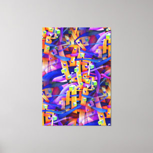 Impressão Em Tela Abstrato Geométrico Flamboiante Multicolor Negrit