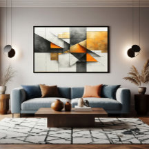 Abstrato Geométrico Industrial Laranja Dourado Cin