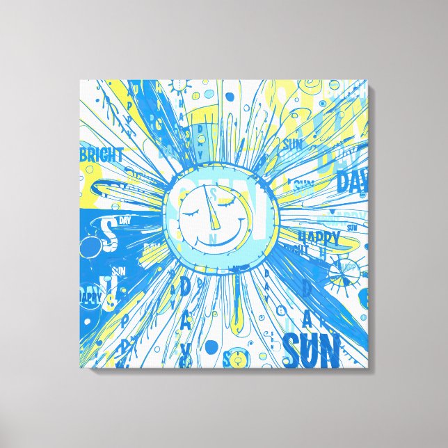 Impressão Em Tela Abstrato Happy Whimsical Sun Word Art (Frente)