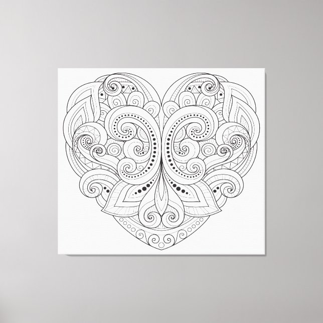 Impressão Em Tela Abstrato Heart Doodle 6 (Frente)
