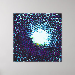 Impressão Em Tela Abstrato Honeycomb Design azul e roxo