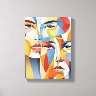 Impressão Em Tela Abstrato humano vibrante