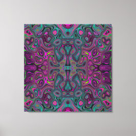 Impressão Em Tela Abstrato Magenta e azul-lacrimogênio