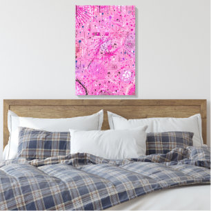 Impressão Em Tela Abstrato Maximalista Rosa: Sundae de Framboesa