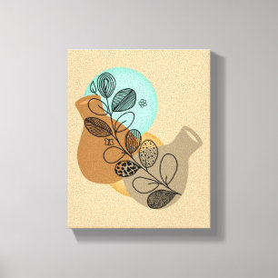Impressão Em Tela Abstrato MINIMALISTA BOHEMIANO COM FOLHA PRETA