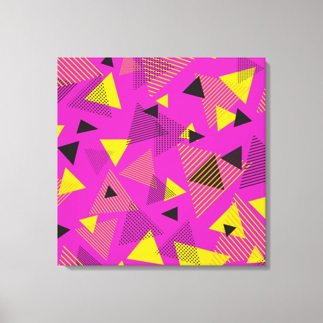 Impressão Em Tela Abstrato Modern Art Triangs Purple Yellow (Frente)