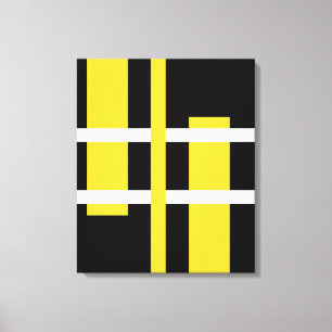 Impressão Em Tela Abstrato Moderna Linhas de Arte Amarelo Preto