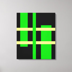 Impressão Em Tela Abstrato Moderna Linhas de Arte Verde Amarelo Negr