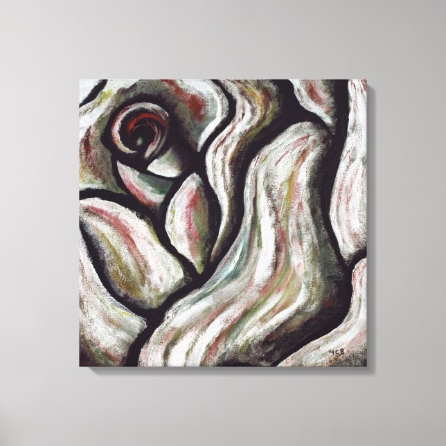 Impressão Em Tela Abstrato Moderna Pintura de Rosa Negra Negra (Frente)