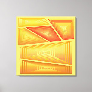 Impressão Em Tela Abstrato moderno - 3 pirâmides de d, ouro