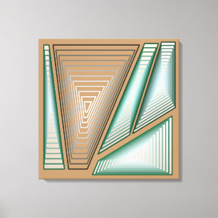 Impressão Em Tela Abstrato moderno - 3 pirâmides, Taupe e prata de 