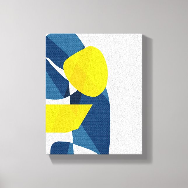 Impressão Em Tela Abstrato moderno azul e amarelo (Frente)