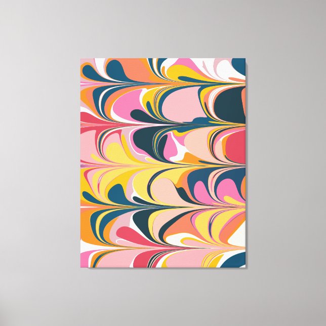 Impressão Em Tela Abstrato moderno espiral em rosa e amarelo (Frente)