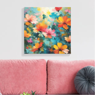 Impressão Em Tela Abstrato moderno rodar em amarelo e azul