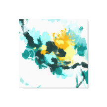 Abstrato moderno - Teal e Design pintado amarelo