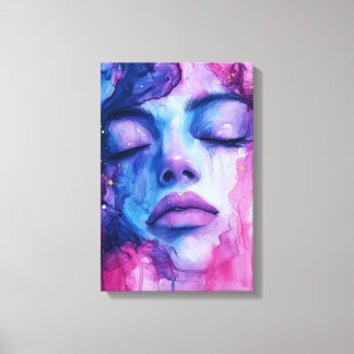 Impressão Em Tela abstrato, mulher de arte encarada com tom rosa e a