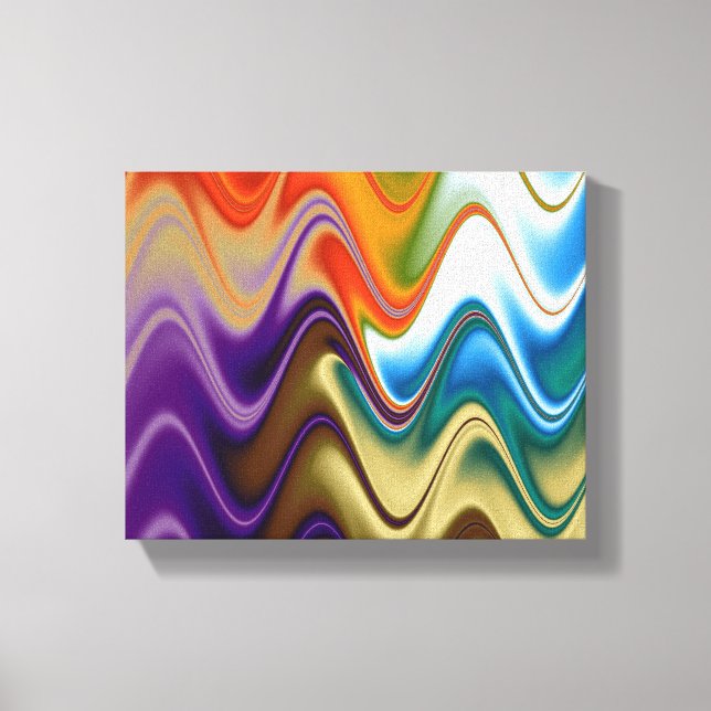 Impressão Em Tela Abstrato Multicolorido Ondulado (Frente)