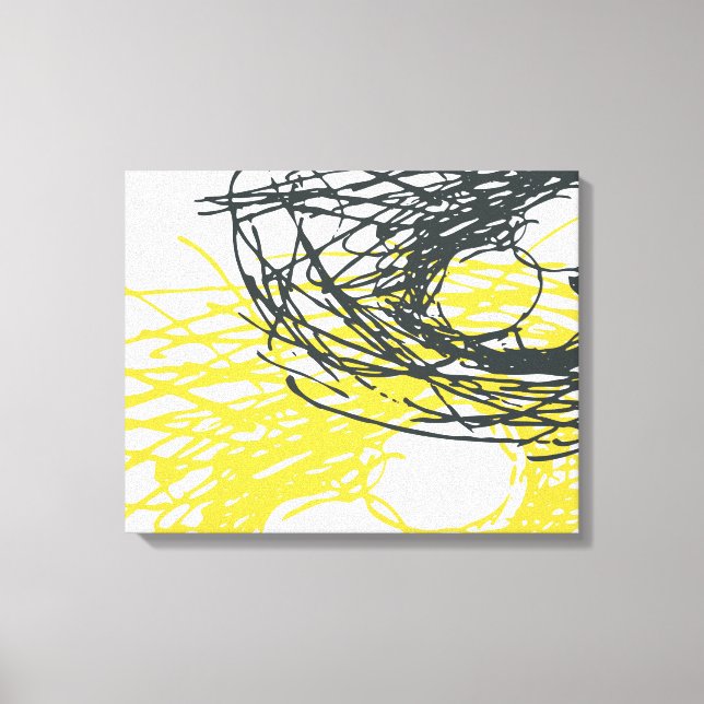 Impressão Em Tela Abstrato Nest em branco, Cinza e amarelo (Frente)