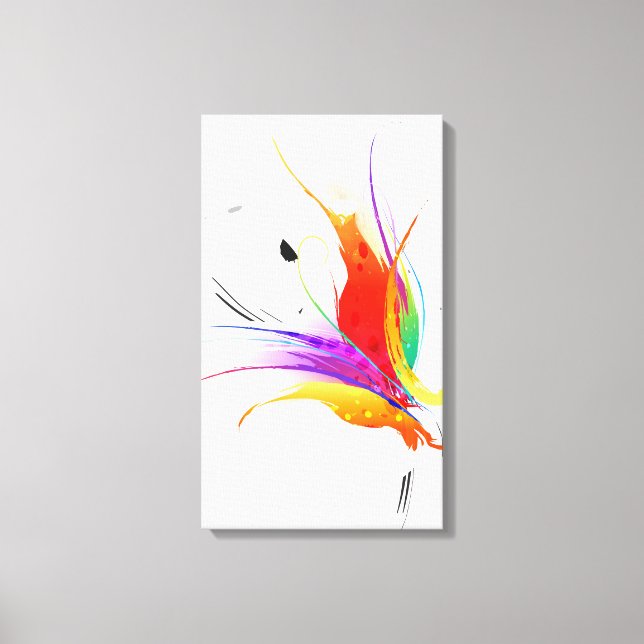 Impressão Em Tela Abstrato Paint Splatter Bird of Paradise (Frente)