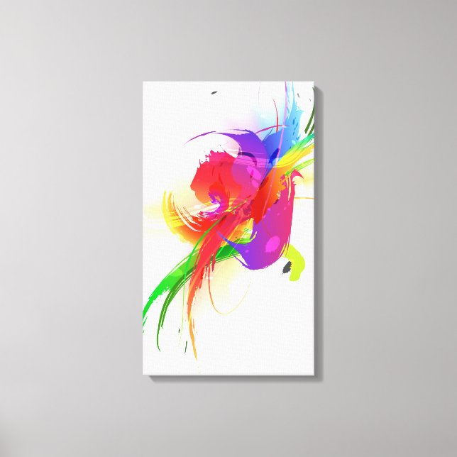 Impressão Em Tela Abstrato Paint Splatter Rainbow Lorikeet (Frente)