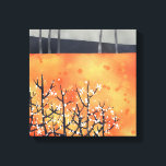 Impressão Em Tela Abstrato Paisagem Laranja<br><div class="desc">Paintagem com flor de espinho negro na primavera em laranja mole e cinza.</div>