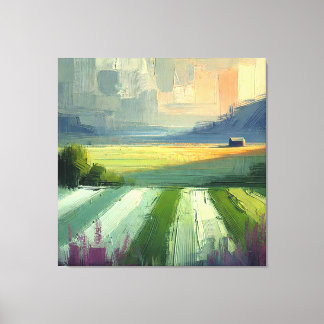 Impressão Em Tela Abstrato, Paisagem Mínima Roxo, Cinza Amarelo