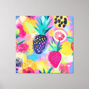 Impressão Em Tela Abstrato Paradise Tropical Fruta Fiesta