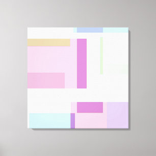 Impressão Em Tela Abstrato Pastel Squares Rosa
