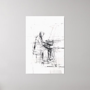 Impressão Em Tela Abstrato Pianista - Música Expressiva