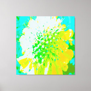 Impressão Em Tela Abstrato Pincushion Fllower em amarelo e verde
