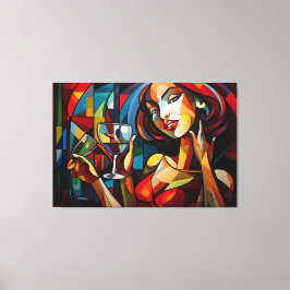 Impressão Em Tela Abstrato pintora segurando vidro