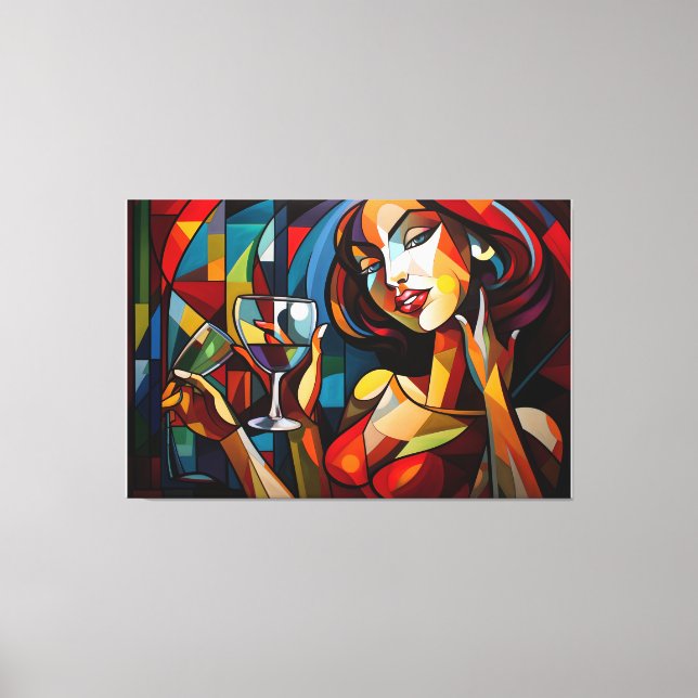 Impressão Em Tela Abstrato pintora segurando vidro (Frente)