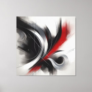 Impressão Em Tela Abstrato preto-branco e vermelho moderno elegante