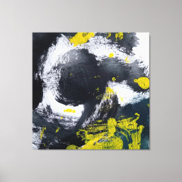 Impressão Em Tela Abstrato preto moderno e amarelo