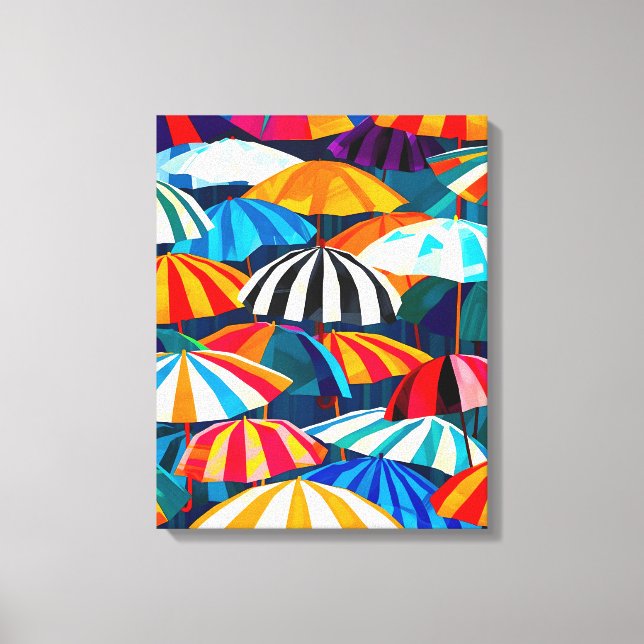 Impressão Em Tela Abstrato Rainbow Beach Umbrella (Frente)