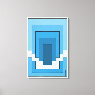 Impressão Em Tela Abstrato retangular em azul