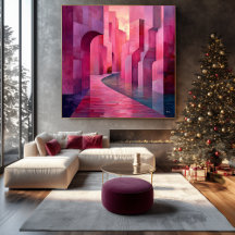 Abstrato rosa monocromática Cityscape com caminho