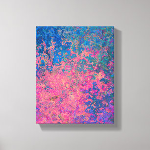 Impressão Em Tela Abstrato, Rosa, Púrpura e Azul, Tinta Álcool