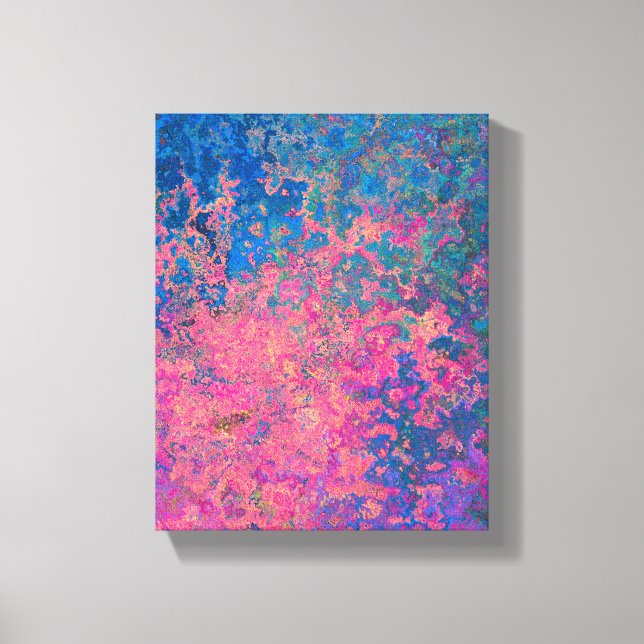 Impressão Em Tela Abstrato, Rosa, Púrpura e Azul, Tinta Álcool (Frente)