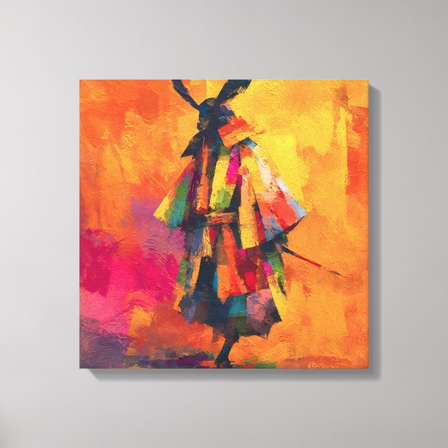 Impressão Em Tela Abstrato Samurai Warrior Silhouette (Frente)