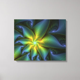 Impressão Em Tela Abstrato Star, Ouro Verde brilhante Arte Fractal