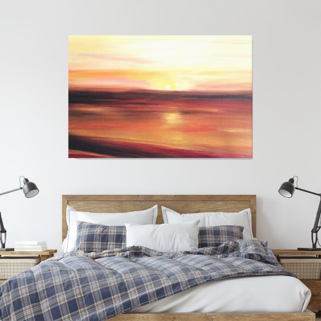 Impressão Em Tela Abstrato Sunset Art Contemporâneo Moderno (Insitu(Quarto))